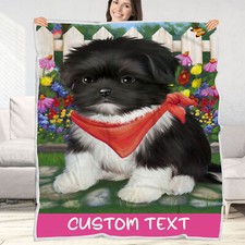 Shih Tzu Dog Blanket Personalized Throw Woven Fleece Sherpa Many Designs NWT