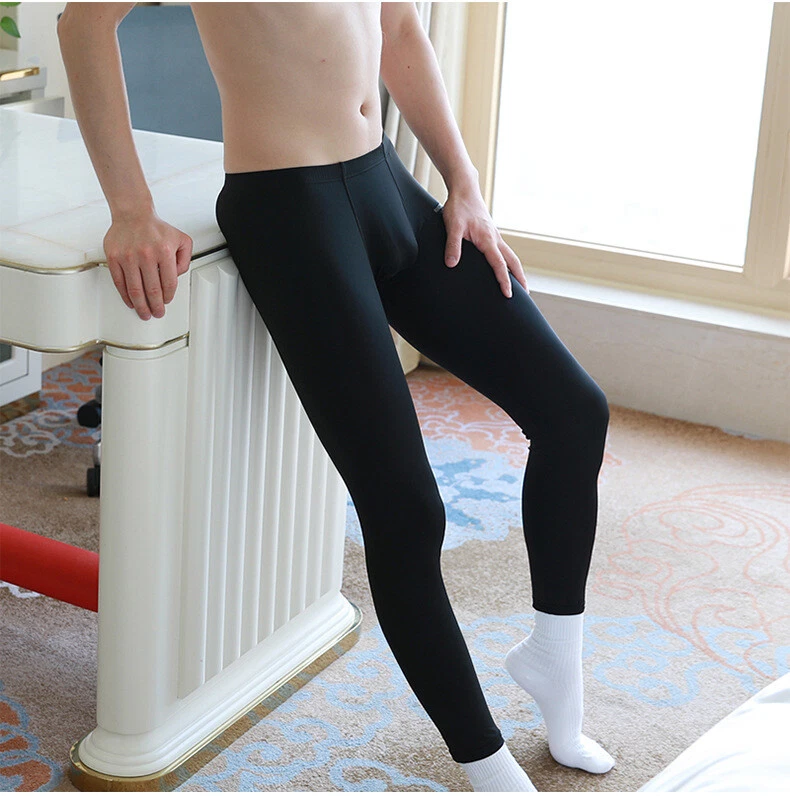 Men's Sissy Sheer Leggings Ice Silk Cool Panties Glossy Underwear Convex  Pouch Pants