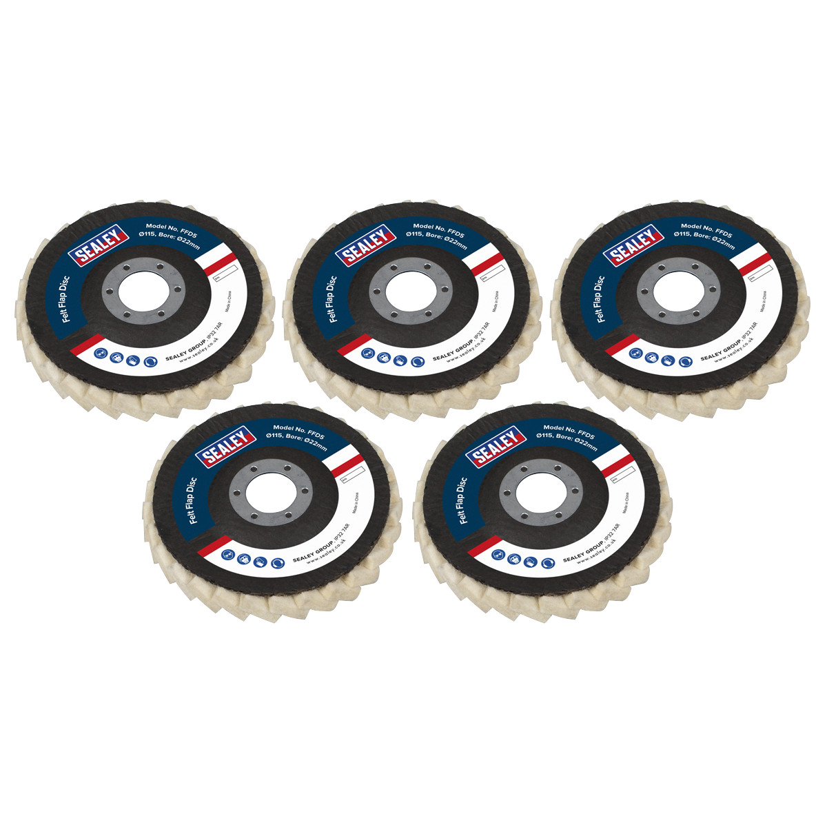 Sealey FFD5 Felt Flap Disc 115mm 22mm Bore - Pack of 5