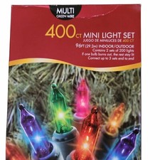Holiday Time 400 Count Mini Light Set Multi/green Wire Christmas Party Wedding