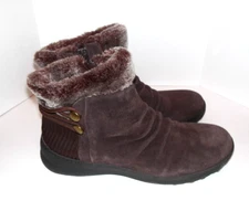 Baretraps Adelina Ankle Boots Womens 11 M Brown Suede Leather Faux Fur Lining