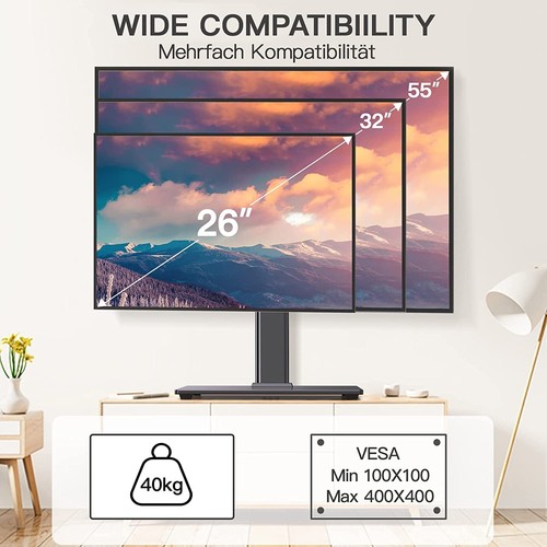 Support TV sur Pied TV Universel pour de 26-55 Pouces Réglable en Hauteur Max - Photo 3/4