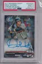 DREW WATERS ROOKIE 2017 Bowman Chrome Draft PSA 9 MINT DNA AUTO 9 MINT Braves