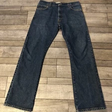 Levis 517 Bootcut Jeans Mens 36x34 Blue Denim Medium Wash Distressed Red Label