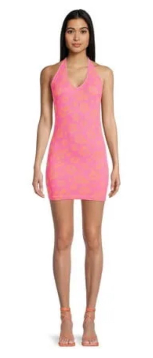 no boundaries halter dress No Boundaries Juniors Seamless Halter Dress Pink Floral Large 11-13