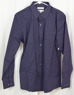 Goodthreads Men's Slim-Fit Long-Sleeve Comfort Stretch Poplin Purple Size Large