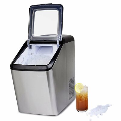 Aremor Stainless Steel Nugget Ice Maker Countertop | Stylish Self Cleaning...
