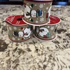 3 Celebrate It Christmas Noel Wired Crafting Ribbon 2.5 inches x 20 ft.
