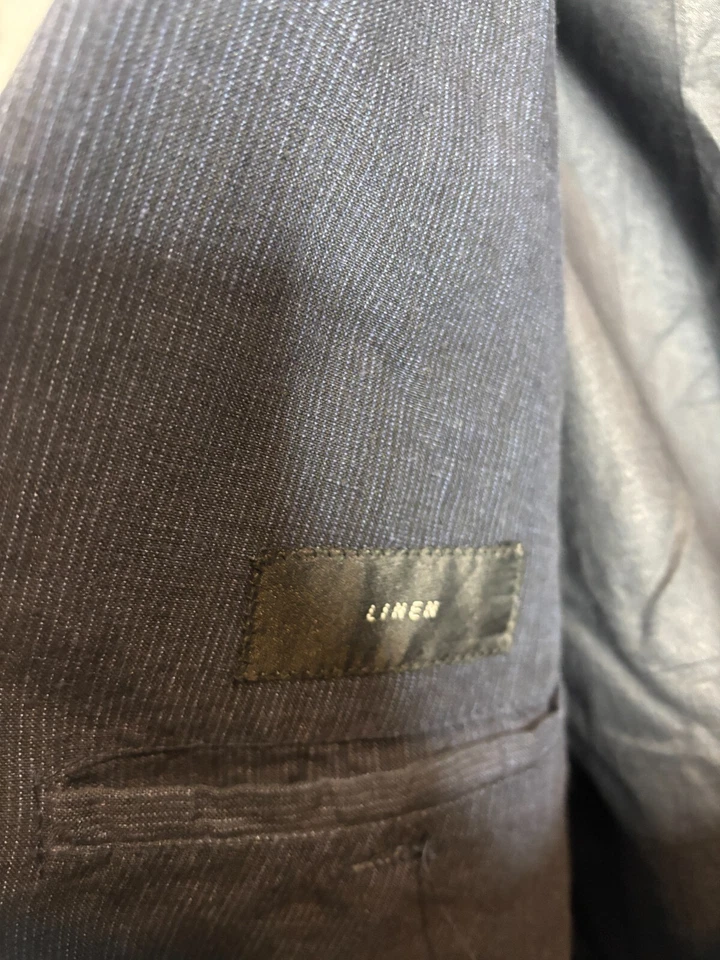 Blazer Adolfo Dominguez Hombre 56 Azul 100% Lino Abrigo Deportivo Chaqueta 4230 Foto 4 de 4