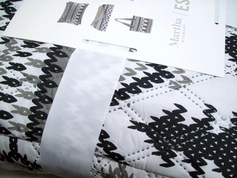 Edredón reversible Martha Stewart gris negro Fair Isle Full Queen 2 fundas estándar Foto 2 de 4