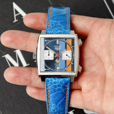 Rare Tag Heuer Monaco Gulf Racing Steve McQueen (w/Bespoke Strap