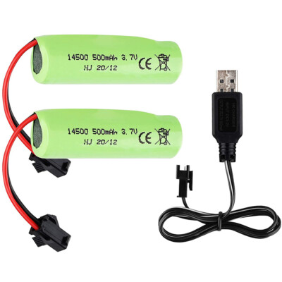 2 x 3,7V 500mAh Li-Ion Akku Wiederaufladbare RC Auto Batterie mit USB Ladekabel