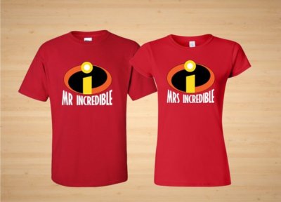 Mr Incredible Mrs. Incredible Halloween couple matching cute TShirt 