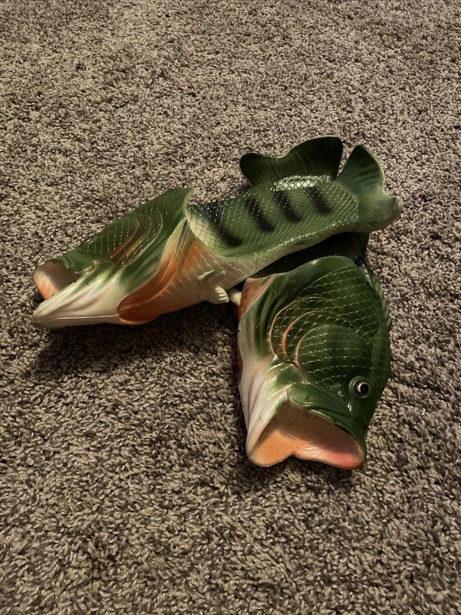 ADULT CODDIES FISH FLIP FLOPS SLIPPERS SANDALS Green BASS SIZE 11