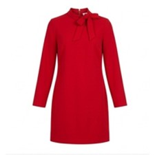 NEW Calvin Klein 2 Red Long Sleeve Sheath Dress Tied Neck Career Classic 