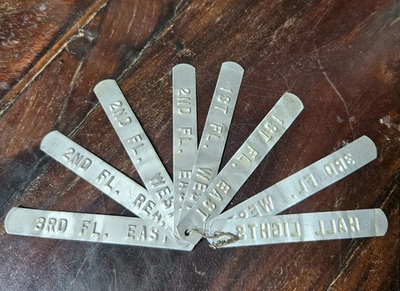 #ad #ad RARE Antique Vintage Set Lot Of 8 Stamped Metal Identification Tags Property ID $19.99