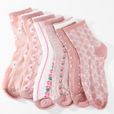 Women's Casual Crew Socks with Floral Pattern Winter Soft Socks Camping Sports