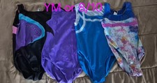 Lot of 4 Girls Gymnastics Dance YM Youth Medium and 8/10 Leotards, Great Condi