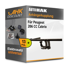 Für Peugeot 206 CC Cabrio 00- AUTO HAK Anhängerkupplung abnehmbar + 13polig NEU