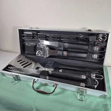 Grilljoy 20-Piece BBQ Grilling Tool Set - Stainless Steel in Metal Case - NEW