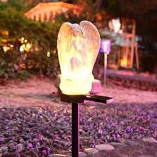 Guardian Angel Garden Decor Solar Light Outdoor Yard Statues Outside Decorati...