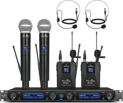 MicrocKing Wireless Microphone System, UHF Cordless Mic Set with 2 MK240-2