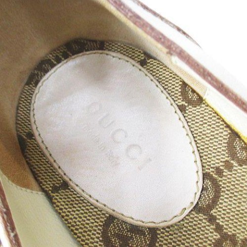 GUCCI Sherry Line Heeled Leather Loafers Shoes Size:37.5/JP:24.5 141114K Authen thumbnail 6