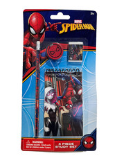 2 Pack Spiderman 4 Piece Study Set, Pencil, Memo Pad, Eraser  Sharpener