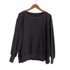 American Eagle Lived-In Waffle Knit Sweatshirt XXS Gray Slouchy Distressed Soft