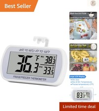 Versatile Digital Thermometer for Refrigerators - Large LCD, Waterproof Design