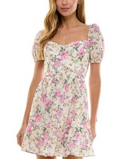 City Studio Juniors' Floral-Print Eyelet Dress, Size XS