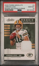 2020 Panini Absolute Jordan Love Rookie Materials Patch Prime /25 PSA 10 POP 2