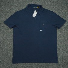 Polo Ralph Lauren Shirt Men Large Blue V Neck Polo Pony Short Sleeve NWT