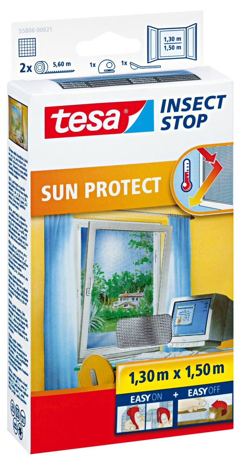 tesa Insect Stop Hook & Loop Sun Protect Zanzariera per Finestre - Riflette 3xzB