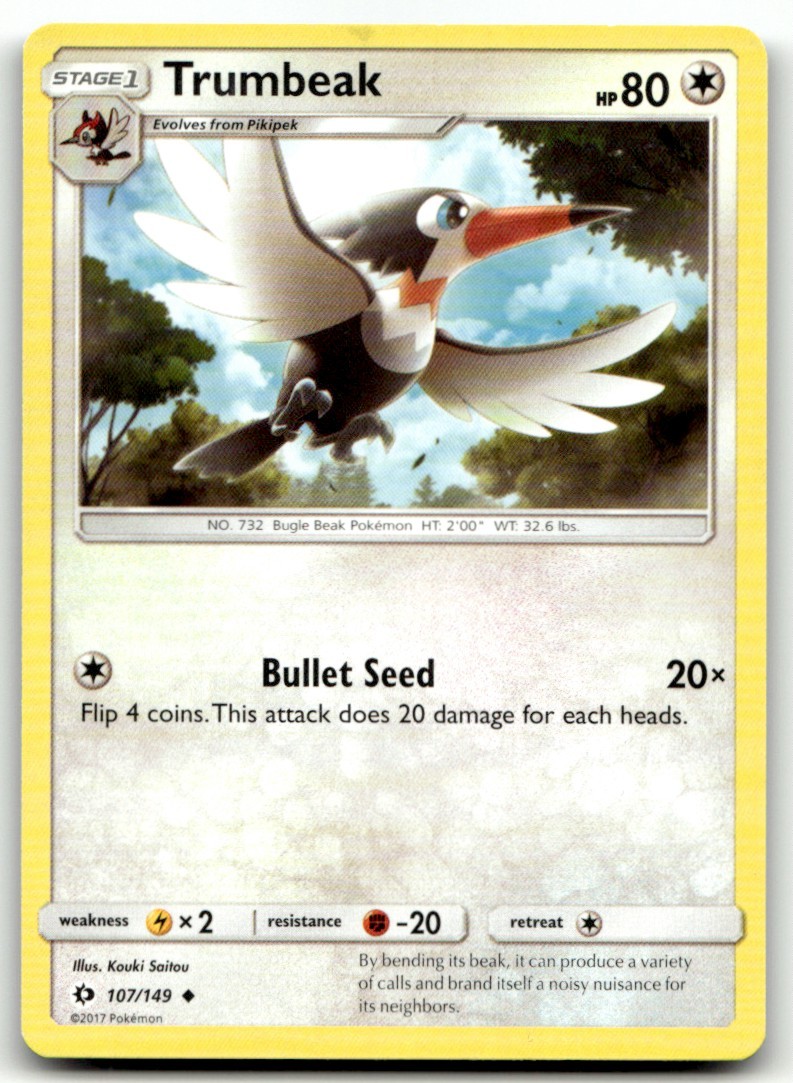 Trumbeak 107/149 Uncommon SM Base Set Pokemon Moderately Played