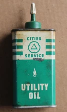 1950s era CITIES SERVICE UTILITY OIL Old Graphic 4 oz. Oiler Can