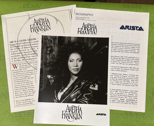 KIT DE PRENSA DE MEDIOS ARETHA FRANKLIN 1994 + FOTO 8x10 grandes éxitos arista