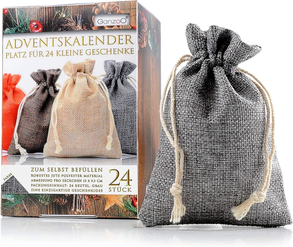 Jutesäckchen/Jute-beutel/Jute-Sack 24er Set für Adventskalender mit Geschenk-Ver - Bild 2 von 4