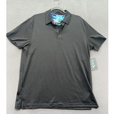 Birdie Bound Shirt Mens Performance Polo Large Black Floral Collar Golf Top NEW