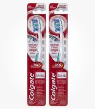 Colgate 360 Advanced Optic White Toothbrush, Medium - Pack of 2 -