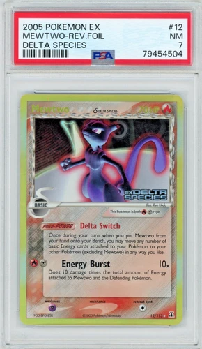2005 Pokemon Delta Species Mewtwo 12/113 Reverse Foil PSA 7