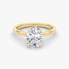 2 Ct Oval Cut Lab Grown Diamond Hidden Halo Engagement Ring 14k Yellow Gold
