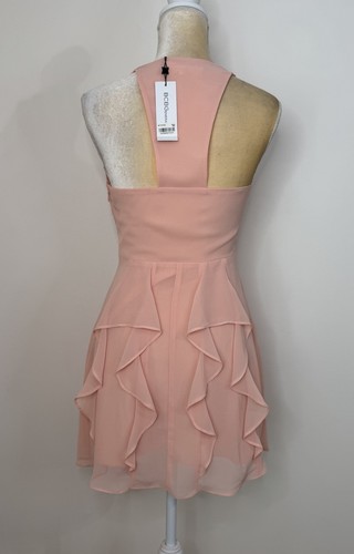 NWT BCBGeneration Ruffle Mini Dress Size 2 Coral Rose Lined Layered - Foto 9 di 14