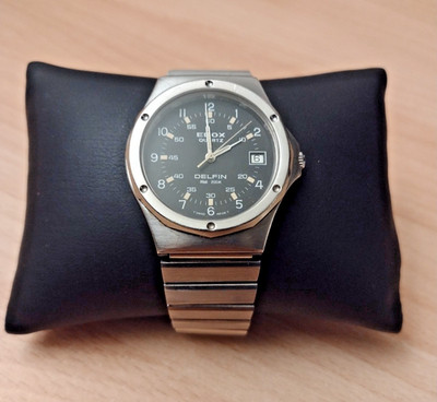Edox Delfin Vintage Quarz Uhr  - schöner Zustand -funktioniert - 36mm - TOP!