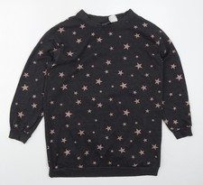 H&M Damen gr&uuml;ner Baumwollpullover Sweatshirt Gr&ouml;&szlig;e S Pulli - Sterne