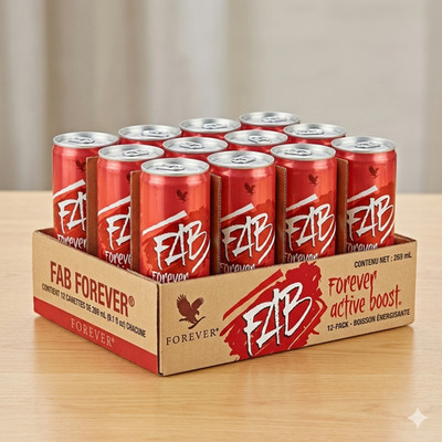 Forever Living FAB (Forever Active Boost) energy drink 8.4 fl.oz (12 cans pack)