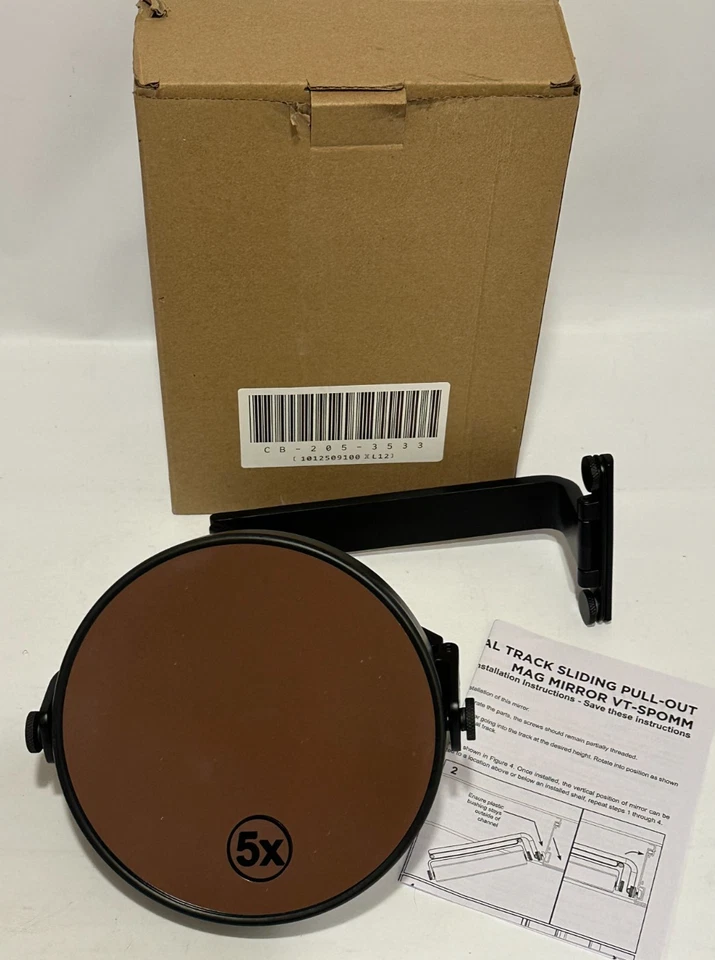 Robern VT-SPOMM - регулируемое выдвижное, скользящее, 5-кратное увеличение зеркало матовое черное - Изображение 2 из 4