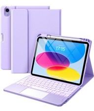 Harvopu Keyboard Case for iPad 11th 10th Generation, Folio Cover - PURPLE
