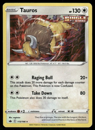 Tauros 115/198 - Chilling Reign - Holo Rare NM