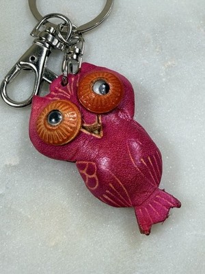 Owl Genuine Leather Keychain Handcrafted